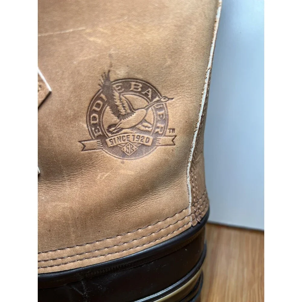 Vintage Eddie Bauer Boots Mens Size 8 Brown Leather Duck Snow Insulated USA